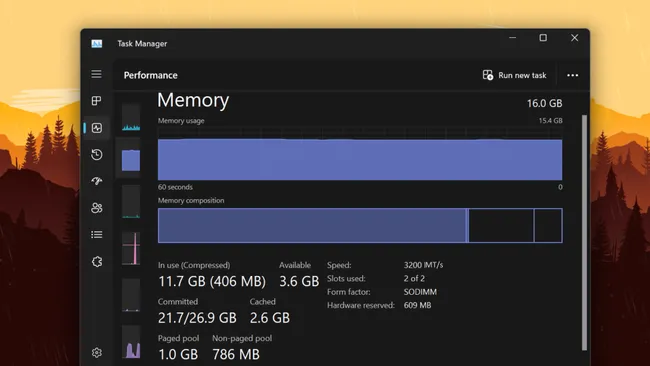 Microsoft prueba el uso de MT/s para medir la velocidad de la memoria en el Administrador de Tareas de Windows 11.